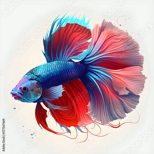 betta fish vector tattoo colors, generative ai