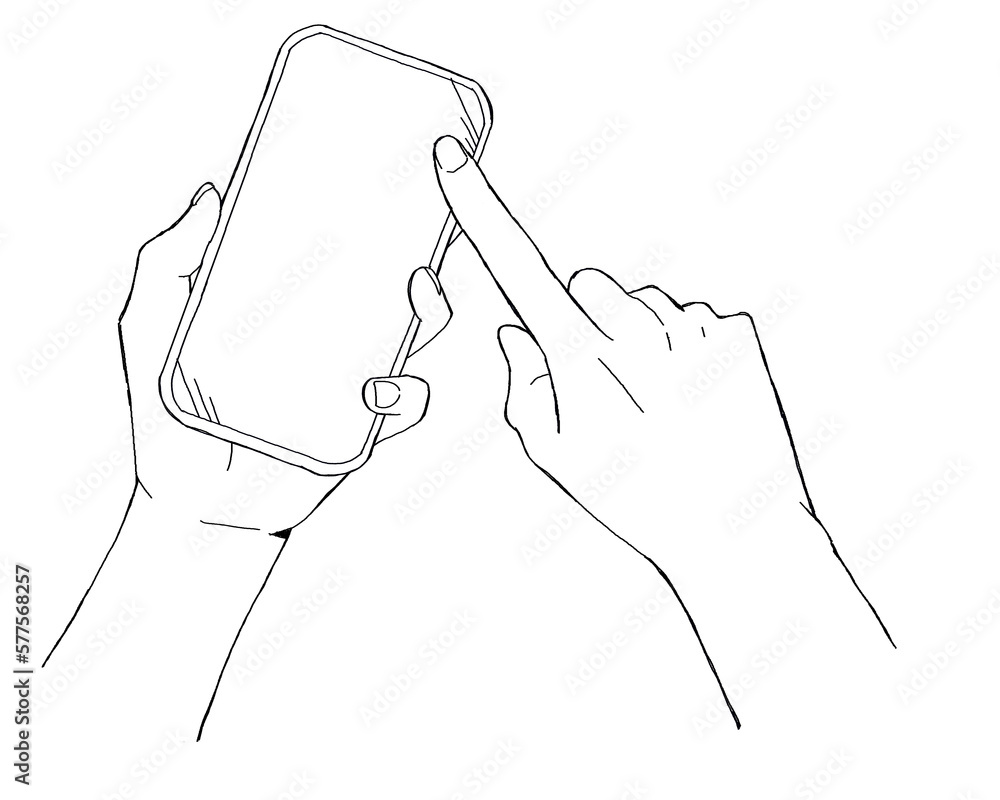 スマホを操作する手 シンプルな線画イラスト スマホを操作する手 シンプルな線画イラスト