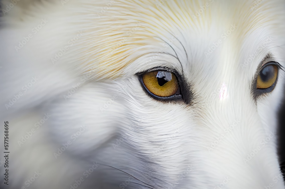 White Fox Eyeball Closeup Generative AI