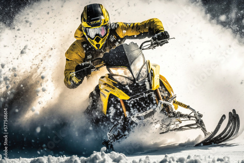 Snowmobile Winter Sport, Winter Sport Of Snowmobiling, Generative Ai