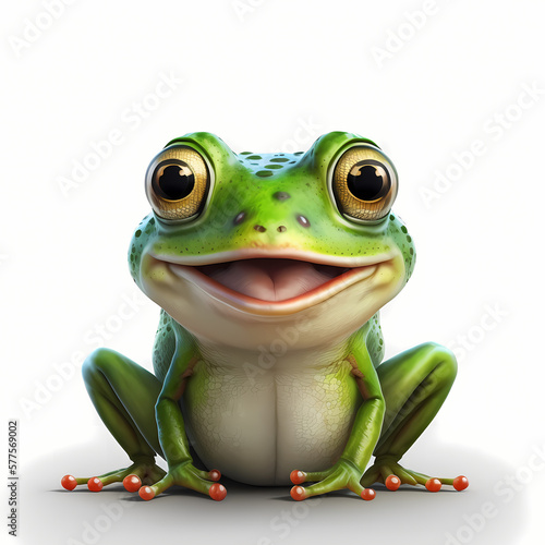 Happy Frog Isolated On White Background. Generative AI