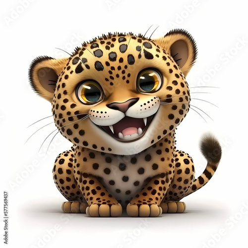 Leopard Isolated On White Background. Generative AI © premiumdesign