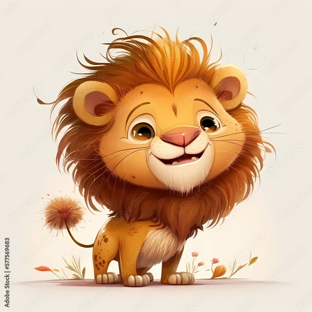 Obraz premium Lion Isolated On White Background. Generative AI