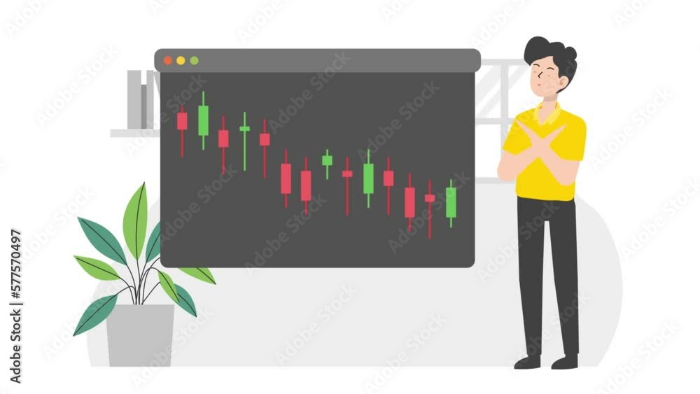 Man presenting business loss data Man presenting business loss data
