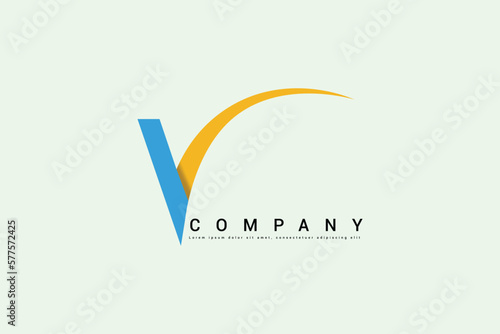 letter v with check mark logo icon design template elements