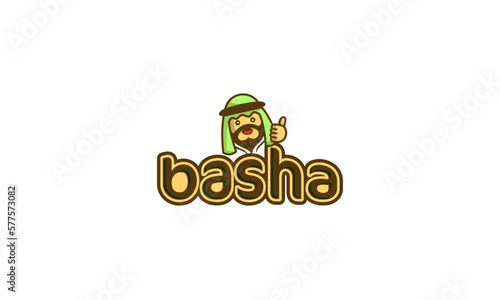 illustration vector graphic designs. basha restaurant logo, mascot character arabic style