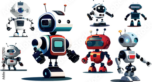 set of cute robots