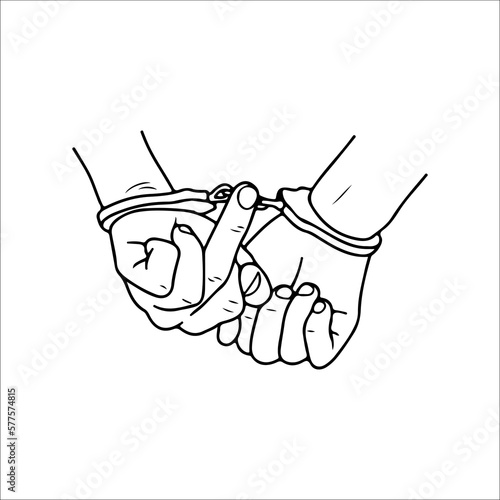vector illustration of handcuffed hands concept