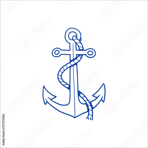 vector illustration of anchor with rope