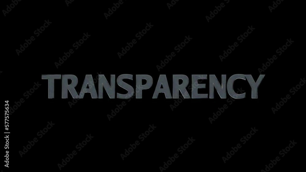Isolated transparent rotating 3d Transparency word block on black Isolated transparent rotating 3d Transparency word block on black