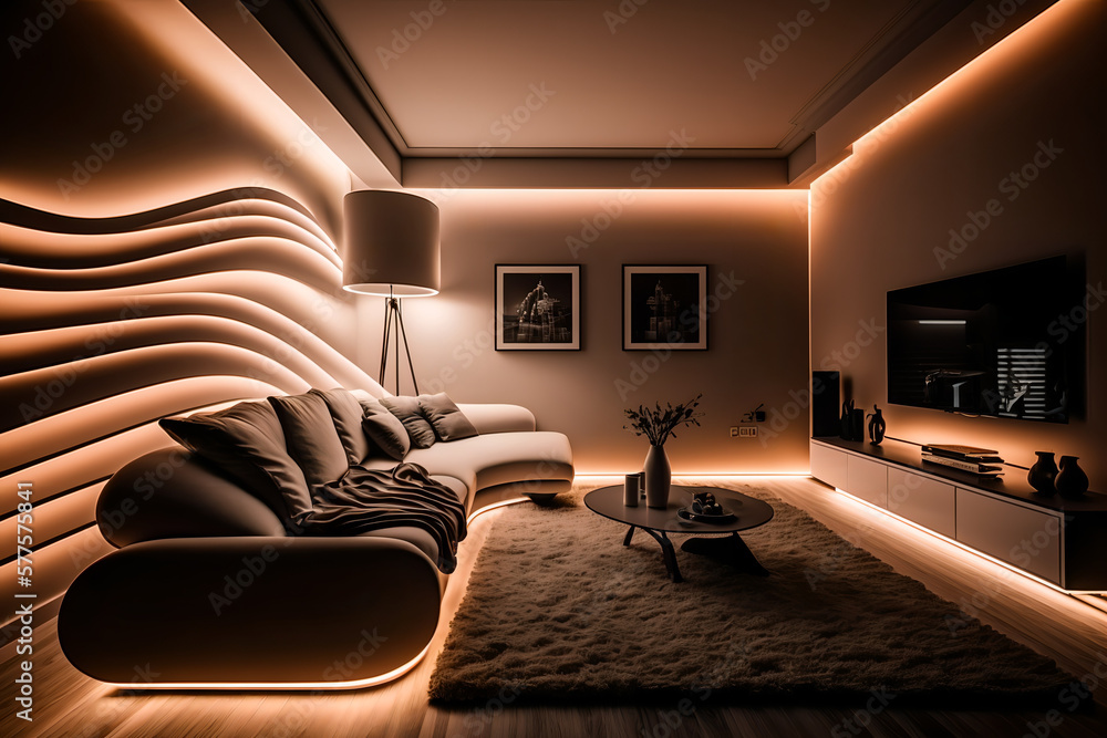 a modern and comfortable living room with a sleek and stylish
