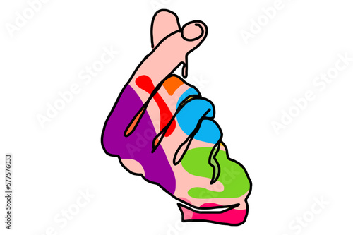 Finger Heart Pose with paint splashes Vector