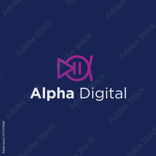 Alfa digital logo design vector