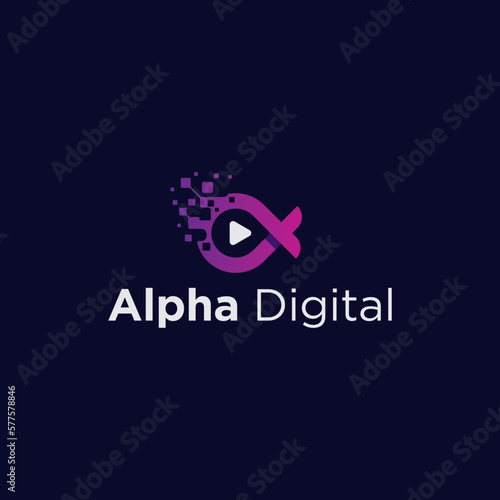 Alfa digital logo design vector file