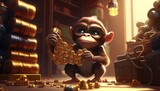monkey thief digital art illustration, Generative AI