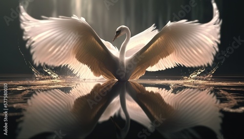 Fototapeta Naklejka Na Ścianę i Meble -  graceful swan dancer digital art illustration, Generative AI