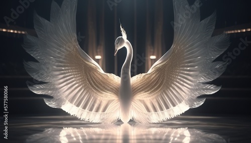 Fototapeta Naklejka Na Ścianę i Meble -  graceful swan dancer digital art illustration, Generative AI
