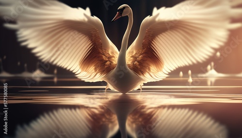 Fototapeta Naklejka Na Ścianę i Meble -  graceful swan dancer digital art illustration, Generative AI