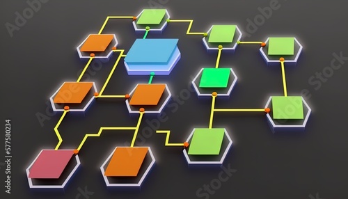 Digital flow chart management process connected lab created with generative ai technology photo