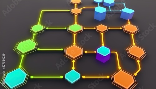 Digital flow chart management process connected lab created with generative ai technology photo