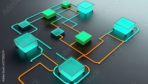 Digital flow chart management process connected lab created with generative ai technology photo