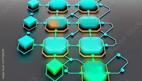 Digital flow chart management process connected lab created with generative ai technology photo