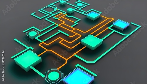 Digital flow chart management process connected lab created with generative ai technology photo