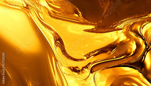 background with golden liquid gel paint. Generative AI