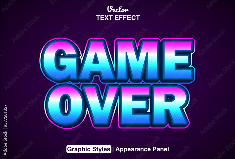 Game over text effect with graphic style and editable.