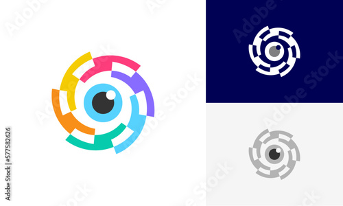 eyes motion, optical motion logo icon design vector