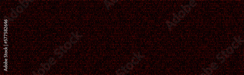 Binary code red background with two binary digits, 0 and 1 isolated on black background. Algorithm Binary Data Code, Decryption and Encoding. Security protection. Vector illustration.
