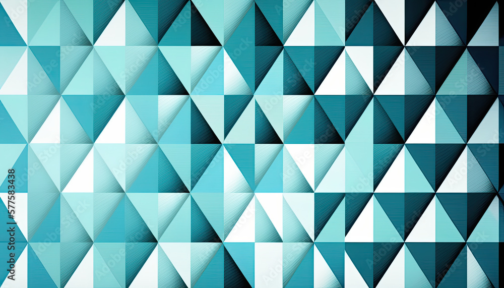 Geometric Pattern of Cyan Triangles. Generative AI. Geometric Pattern of Cyan Triangles. Generative AI.