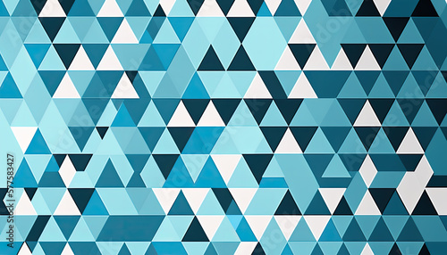 Geometric Pattern of Cyan and Blue Triangles. Generative AI.