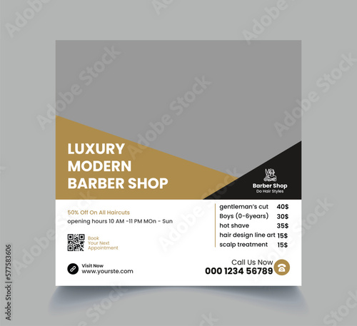 Barber shop social media banner template