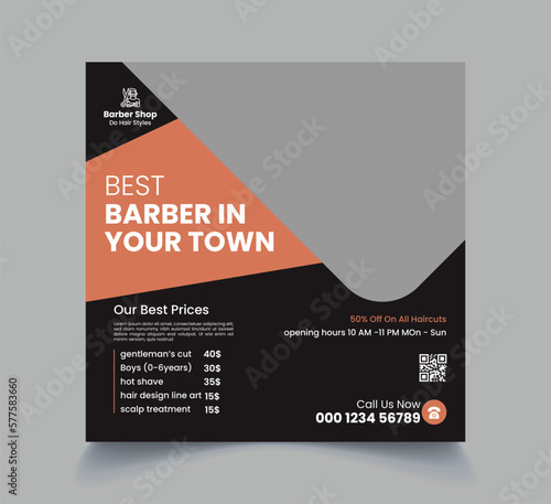 Barber shop social media banner template