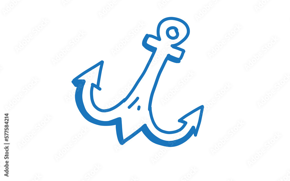ANCHOR Doodle art illustration with black and white style.