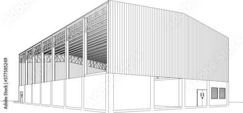 3D illustration of industrial building