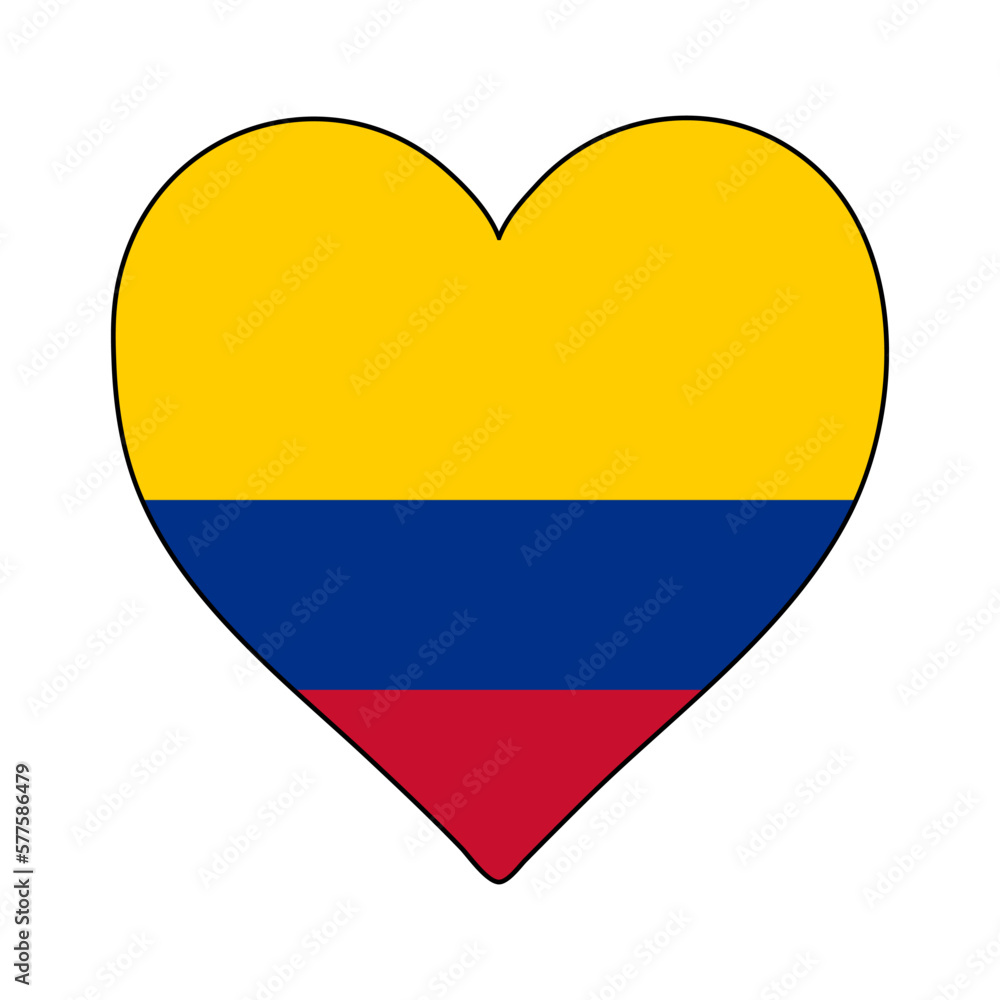 Colombia Heart Shape Flag. Love Colombia. Visit Colombia. South America. Latin America. Vector Illustration Graphic Design. Colombia Heart Shape Flag. Love Colombia. Visit Colombia. South America. Latin America. Vector Illustration Graphic Design.