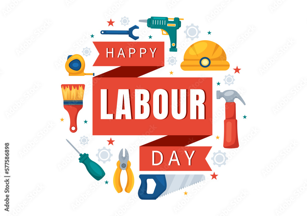 Happy Labor Day On 1 May Illustration With Different Professions And 