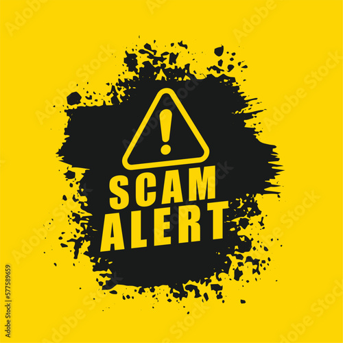 grungy style scam alert yellow background keep your data protected