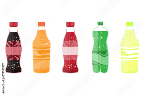 vector packaging bottles of various flavors of coke