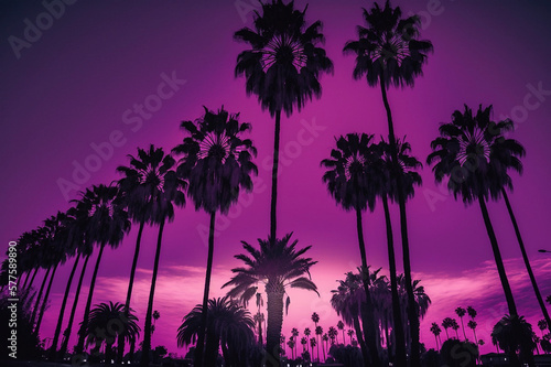 palm tress with purple sky