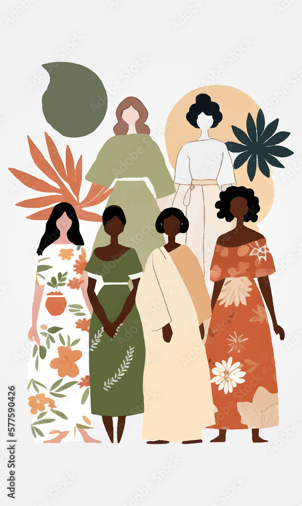 Obraz premium illustration of spirited female activists marching in solidarity on a demonstration for their rights, social equality