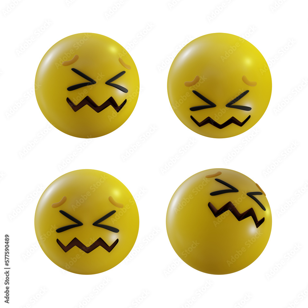 Fototapeta premium 3d rendering emoji cofounded face emphasis annoyed disturbed anger perspective view