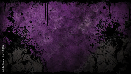 Distressed Purple and Black Backdrop. Generative AI.