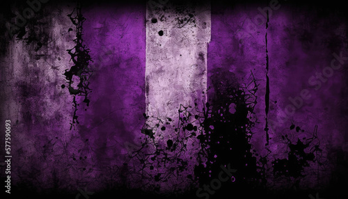 Simple Distressed Purple and Black Backdrop. Generative AI.