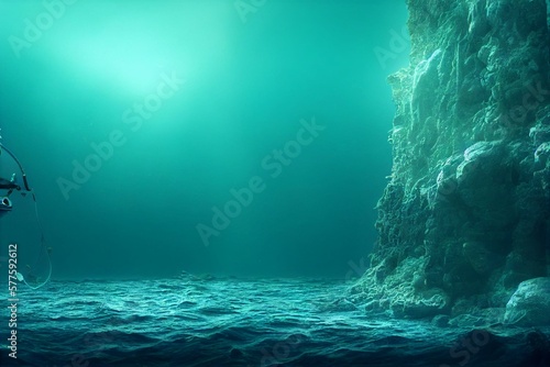 Murais de parede Exploring the Unknown Depths of the Sea - Scuba Divers Generative AI