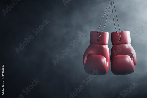 Red boxing gloves hanging 3d illustration © fotokitas