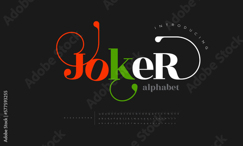 Joker abstract Fashion font alphabet. Minimal modern urban fonts for logo, brand etc. Typography typeface uppercase lowercase and number. vector illustration