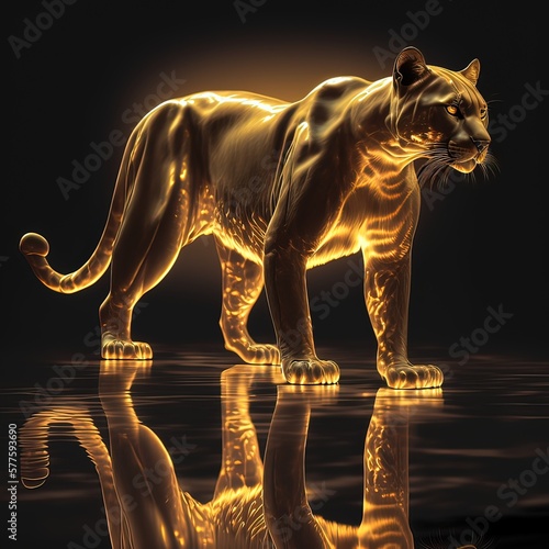 Panthers, glowing neon. Generative AI